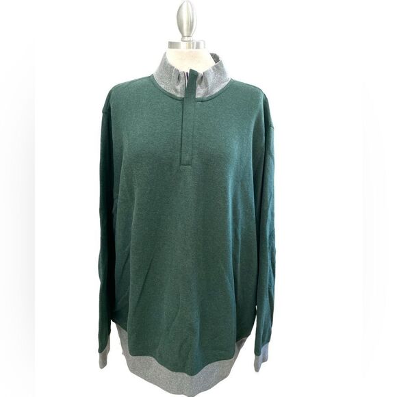 Jos A Bank hunter green heather gray zipper banded cuffs and sleeves length - Picture 1 of 4